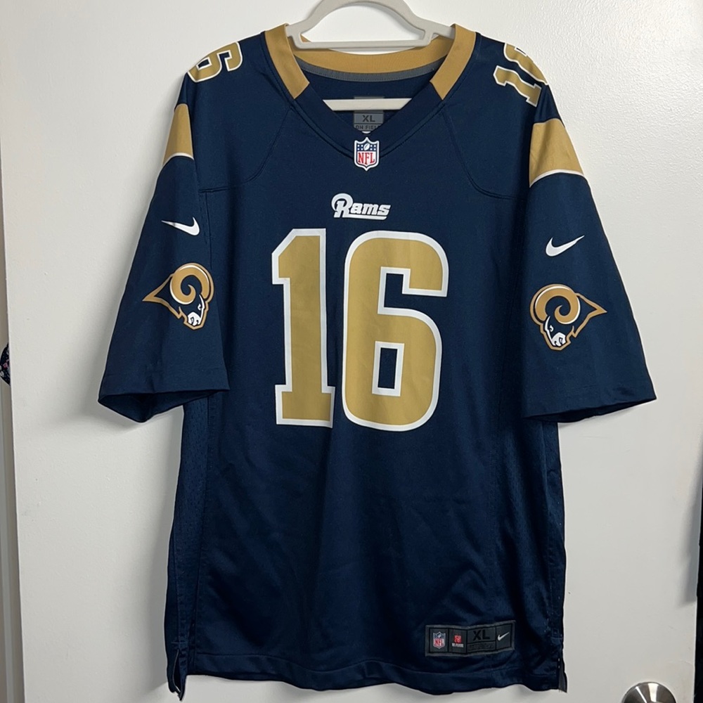 NIKE On Field LOS ANGELES RAMS Official Game Jersey : Goff #16 XL Navy & Beige